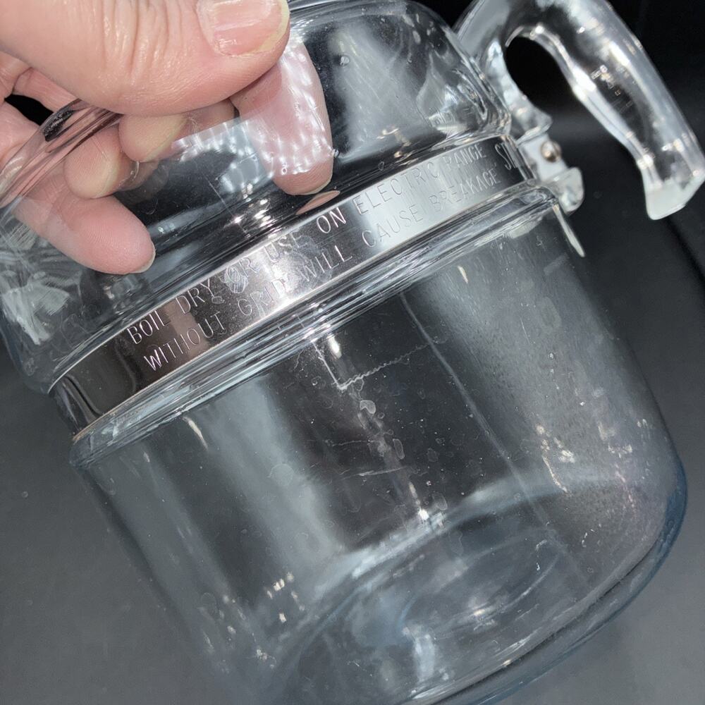 Vintage Pyrex Flameware Glass Percolator 6 Cup Glass Coffee Pot 7756 Blue Tint - Picture 13 of 16